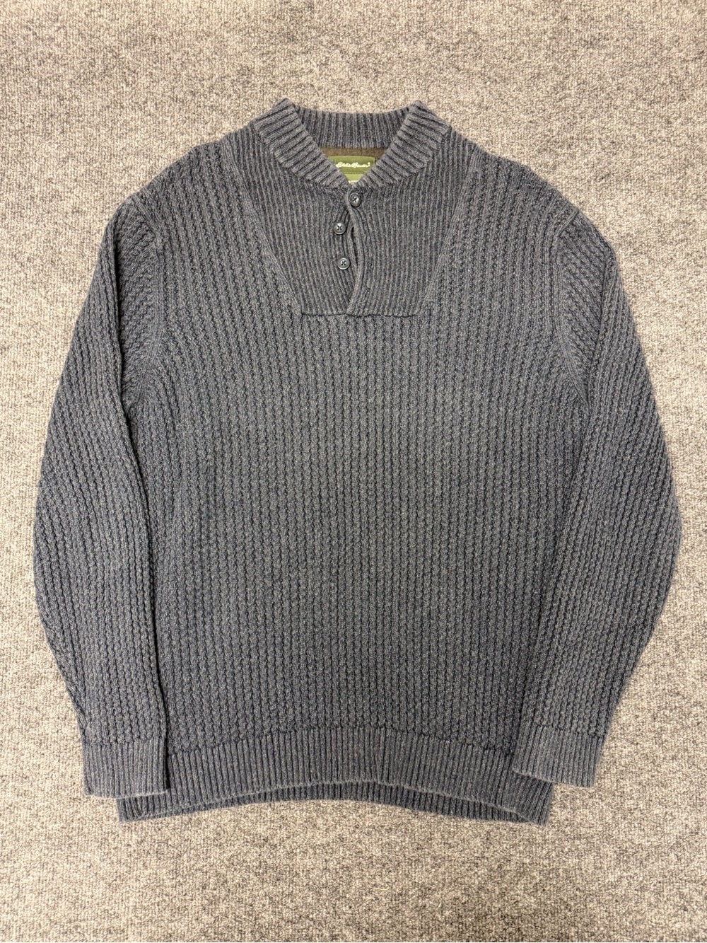 Eddie Bauer Men's‎ Charcoal Gray Cable-Knit Crewneck Sweater